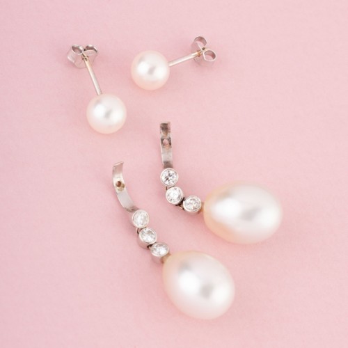 LEYSEN Frères - Paire de boucles d’oreilles à transformation en or blanc 18K perles et - Maison Tres Or