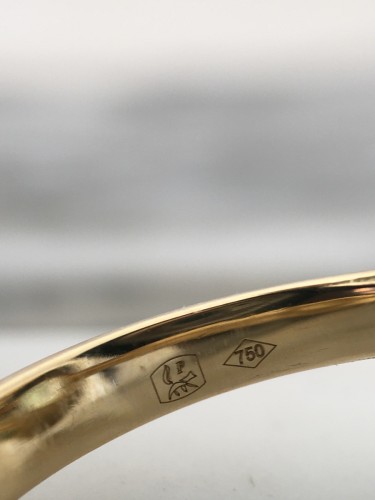 Antiquités - Bague en or jaune tourmaline verte, diamants et Tsavorites