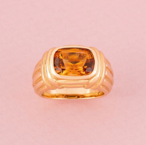BULGARI - Bague en or jaune sertie d’une citrine - Bijouterie, Joaillerie Style 