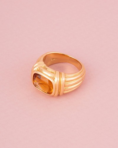 XXe siècle - BULGARI - Bague en or jaune sertie d’une citrine