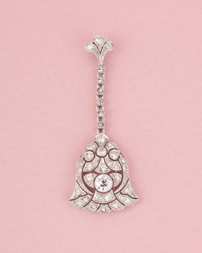 Antique Jewellery  - Art Deco Pendant In Platinum And Diamonds