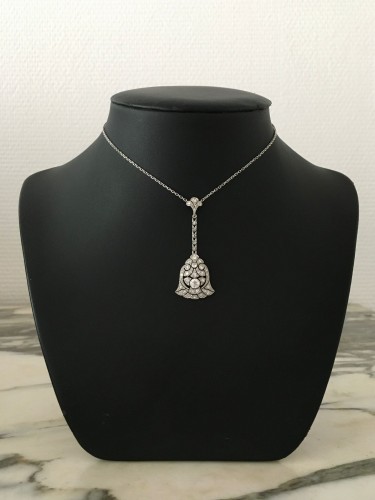 Antiquités - Art Deco Pendant In Platinum And Diamonds