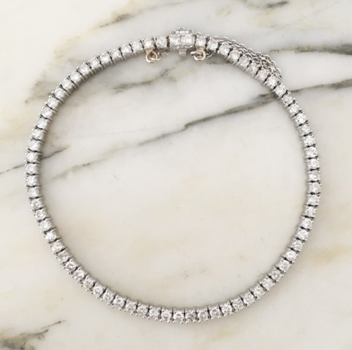 Bracelet tennis en platine et diamants 3,14 ct - Bijouterie, Joaillerie Style 