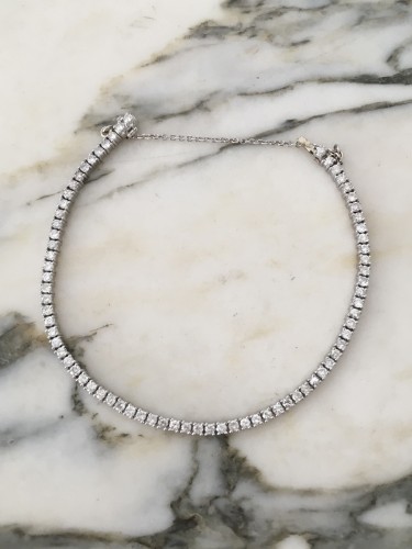Bijouterie, Joaillerie Bracelet - Bracelet tennis en platine et diamants 3,14 ct
