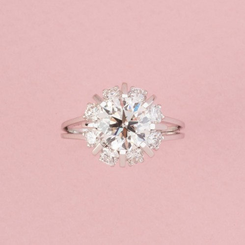 Bague marguerite en platine et diamants 2,89 ct - Bijouterie, Joaillerie Style 