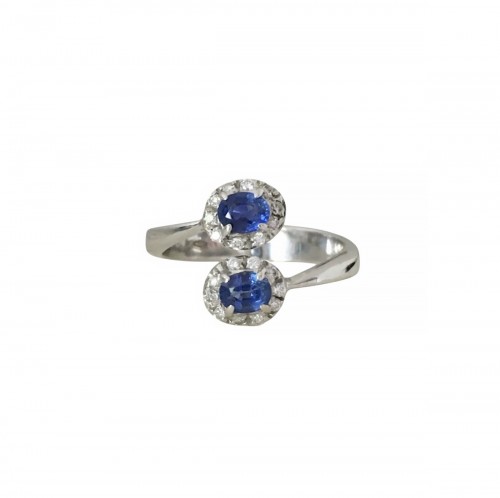 Bague Toi & Moi en or blanc saphirs et diamants