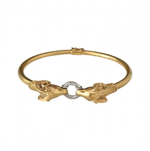 Bracelet deux têtes de béliers en or 18K et diamants