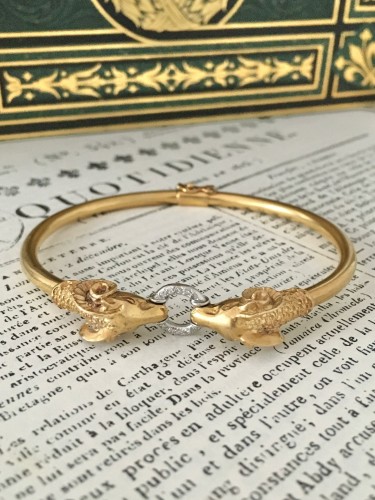 Bijouterie, Joaillerie Bracelet - Bracelet deux têtes de béliers en or et diamants