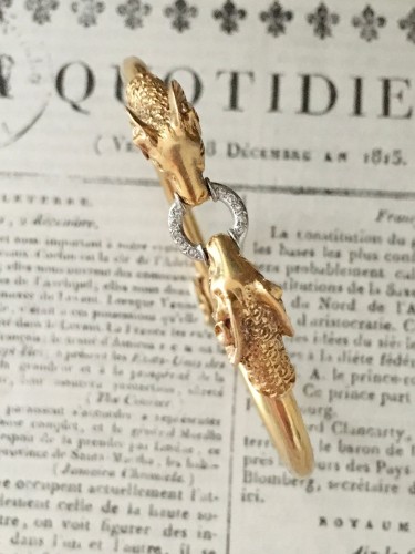 XXe siècle - Bracelet deux têtes de béliers en or et diamants
