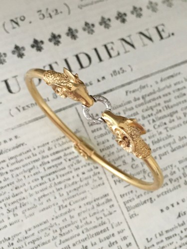 Bracelet deux têtes de béliers en or et diamants - Années 50-60