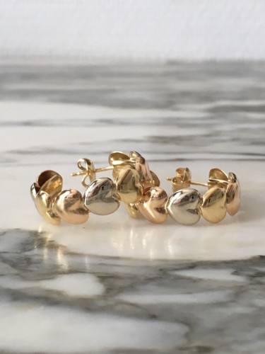 XXe siècle - Boucles d'oreille coeur Le-Gi en or