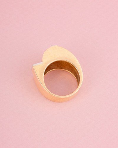 Art Déco - Bague Tank en or jaune et diamants