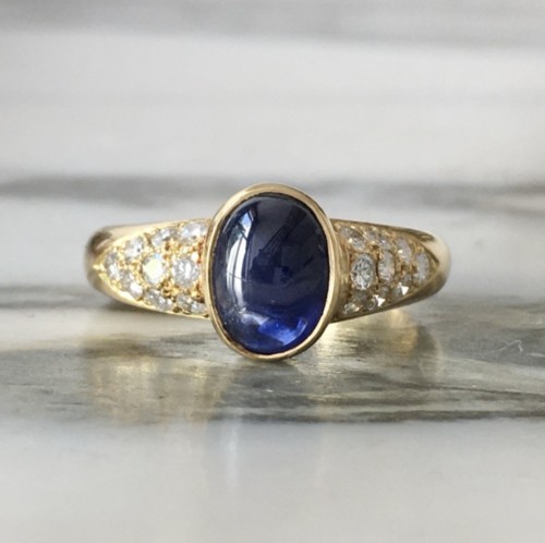 Bague en or jaune saphir et diamants - Bijouterie, Joaillerie Style 