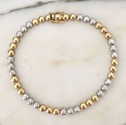 Bracelet en or jaune et blanc diamants - Bijouterie, Joaillerie Style 