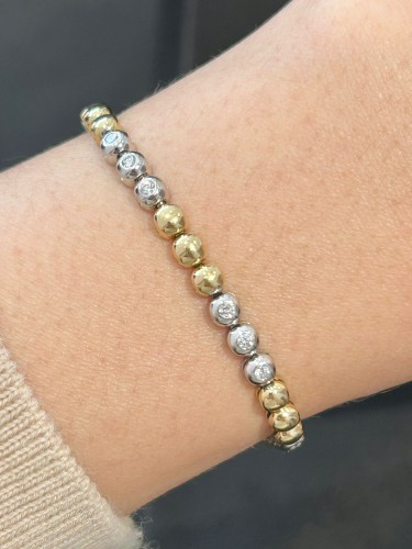 Antiquités - Bracelet en or jaune et blanc diamants