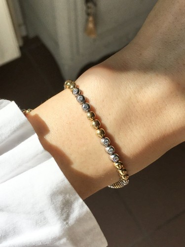 Antiquités - Bracelet en or jaune et blanc diamants