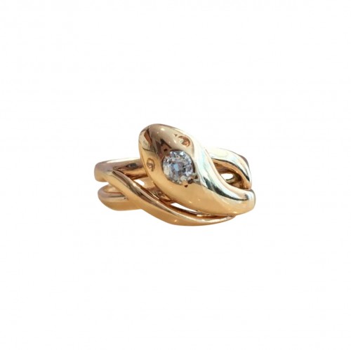 Bague serpent en or jaune  et diamant