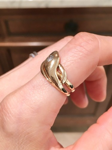 Antiquités - Bague serpent en or jaune  et diamant
