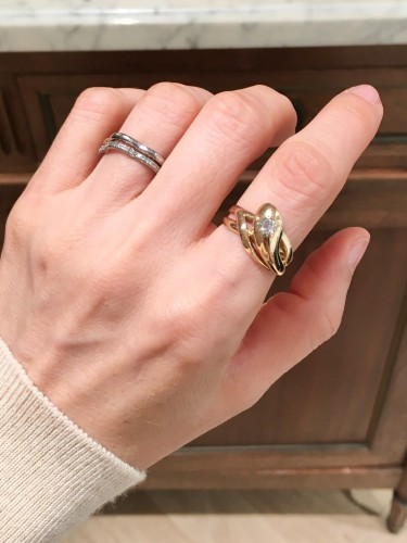 Antiquités - Bague serpent en or jaune  et diamant