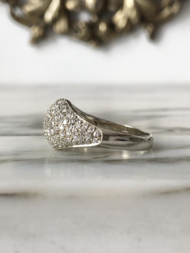 20th century - White gold dome ring with diamonds