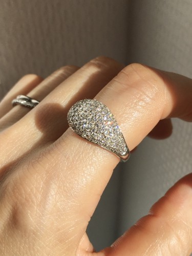 Antiquités - White gold dome ring with diamonds