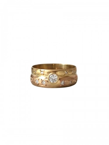 Bague en or jaune et rose et diamants