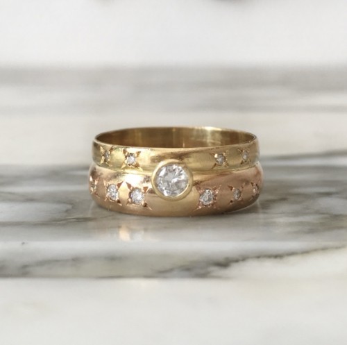 Bague en or jaune et rose et diamants - Antique Jewellery Style 50