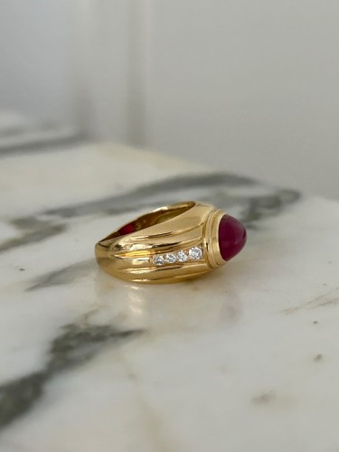 20th century - Yellow gold, ruby and diamond ring