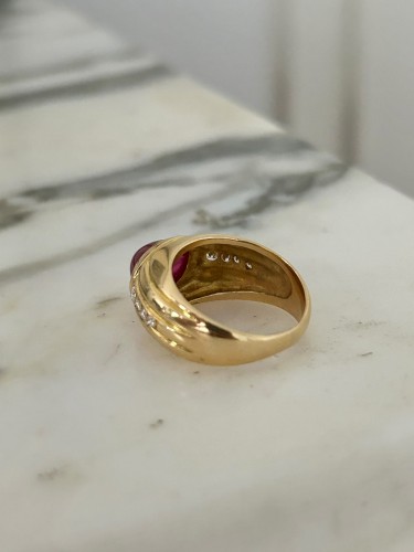  - Yellow gold, ruby and diamond ring