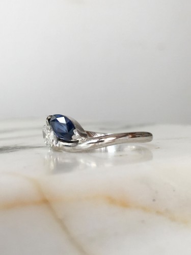 "toi &amp; Moi" ring in white gold with sapphire and diamond - 