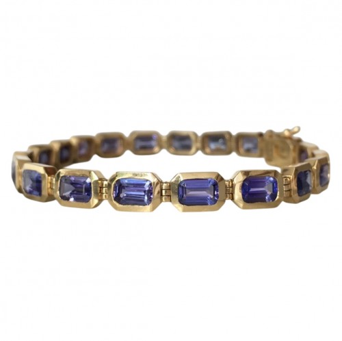 Bracelet en or jaune et tanzanites