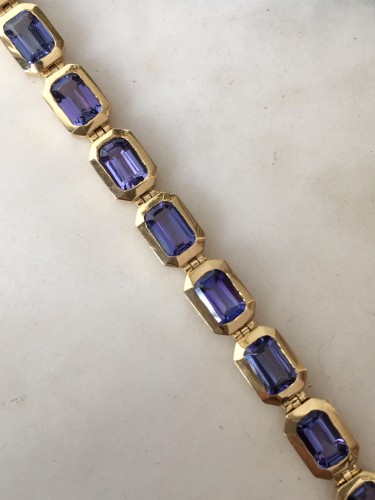 Yellow gold bracelet with Tanzanites - 