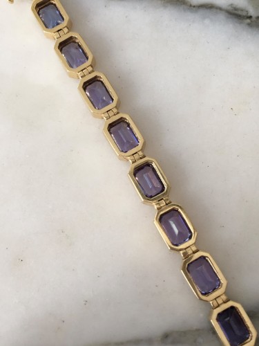 Yellow gold bracelet with Tanzanites - 