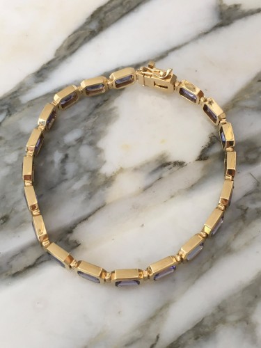 Antiquités - Yellow gold bracelet with Tanzanites