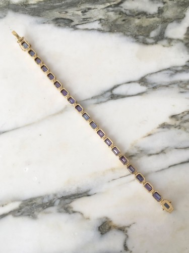 Antiquités - Yellow gold bracelet with Tanzanites