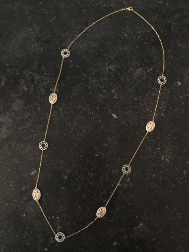 Collier sautoir en or blanc et jaune - Bijouterie, Joaillerie Style 