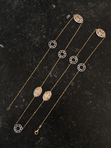 Bijouterie, Joaillerie Pendentif, Collier - Collier sautoir en or blanc et jaune