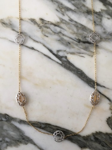 Collier sautoir en or blanc et jaune - 
