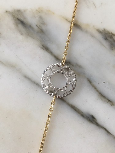 Antiquités - Collier sautoir en or blanc et jaune