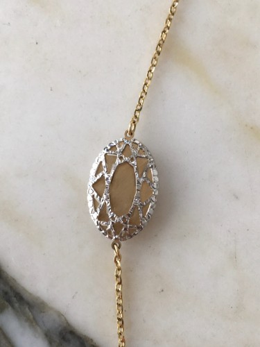 Antiquités - Collier sautoir en or blanc et jaune