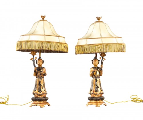 Pair of &quot;Aux Guanyins&quot; lamps