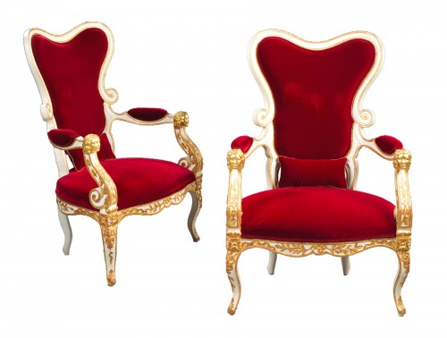 Pair of wing chairs, as in "Alice in Wonderland"