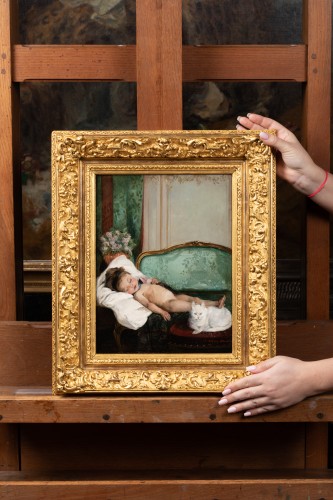 Enfant dans le salon - Pierre Carrier-Belleuse (1851-1932) - Tableaux et dessins Style Art nouveau