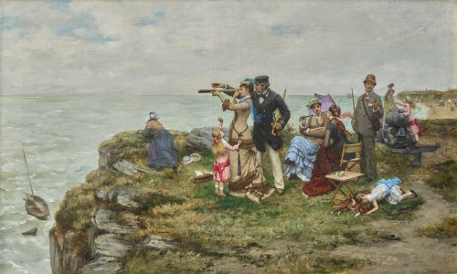 On The Cliff  - Pierre OUTIN (1840-1899) - Paintings & Drawings Style 