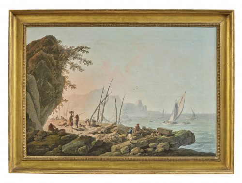 Paysage portuaire au Portugal - Jean Pillement (1728-1808) - Tableaux et dessins Style Louis XVI