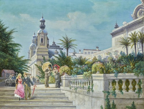 Monte-Carlo - Auguste Numans (1823-1883) - Paintings & Drawings Style Art nouveau