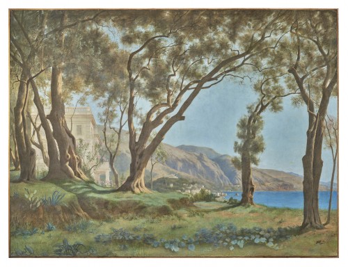 Adolphe Irénée Guillon (1829 - 1896 ) - Baie de Saint Jean Cap Ferrat - Tableaux et dessins Style 