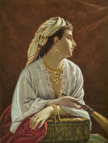 Tableaux et dessins Tableaux XIXe siècle - Louis Emile Pinel de Grandchamp (1820-1894) La belle Orientale