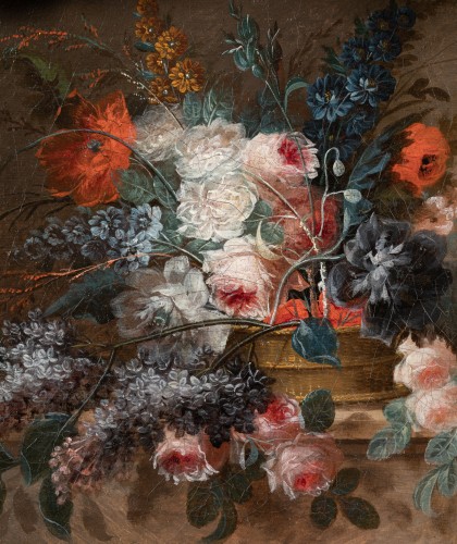 XVIIIe siècle - Vase de fleurs sur un entablement, 1783 , LE RICHE (I.S.J. Le Riche)