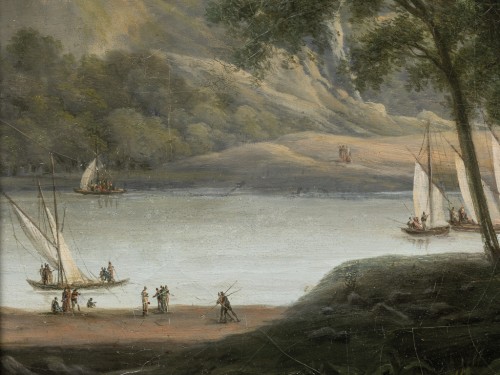 Tableaux et dessins Tableaux XIXe siècle - Paysage animé autour d’une ruine de Cathédrale, Fleury Epinat (1764-1830)